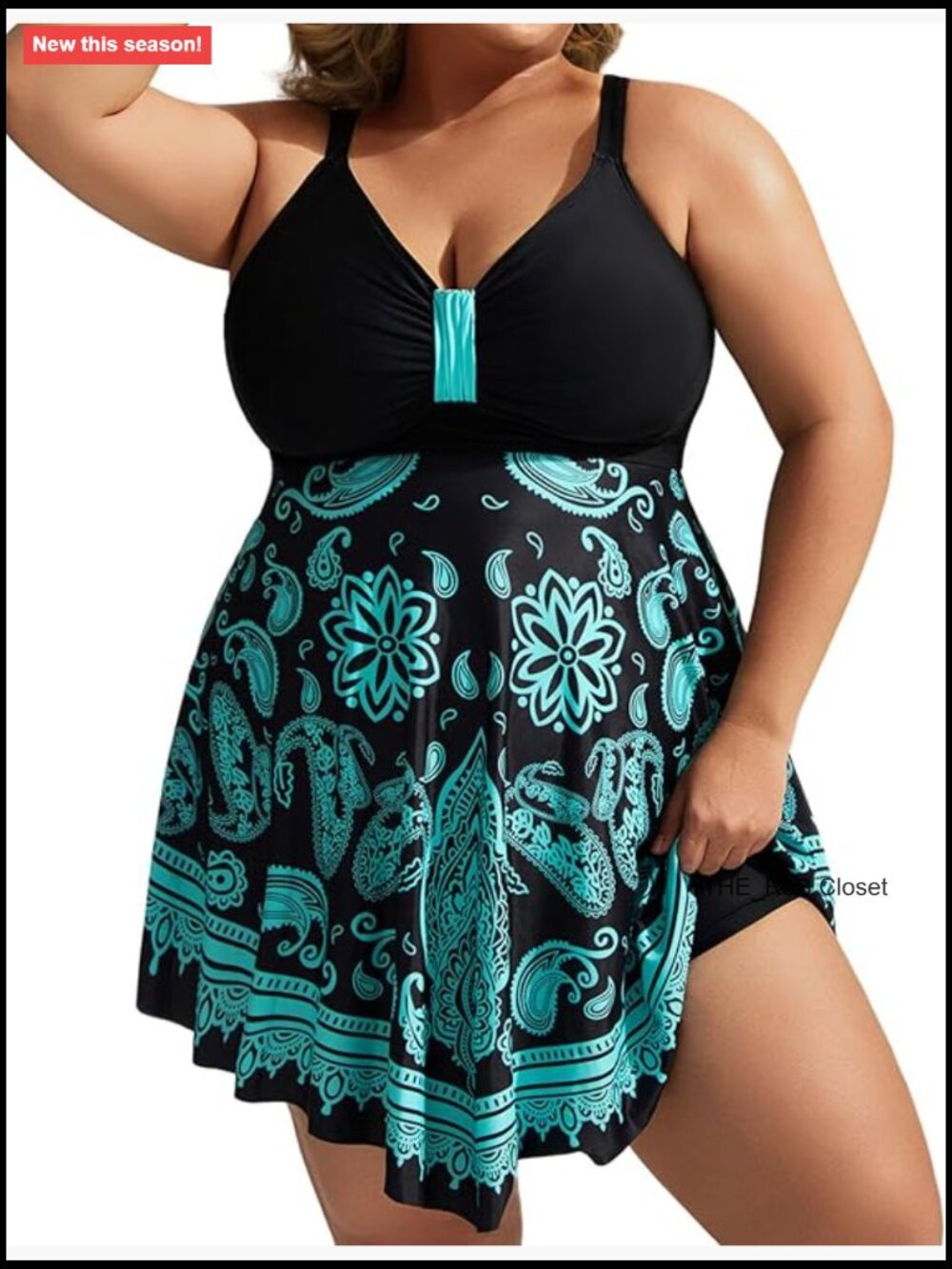 Plus Size One Piece Swim Dress Tummy Control Flowy Body Shaping Bathing Suit